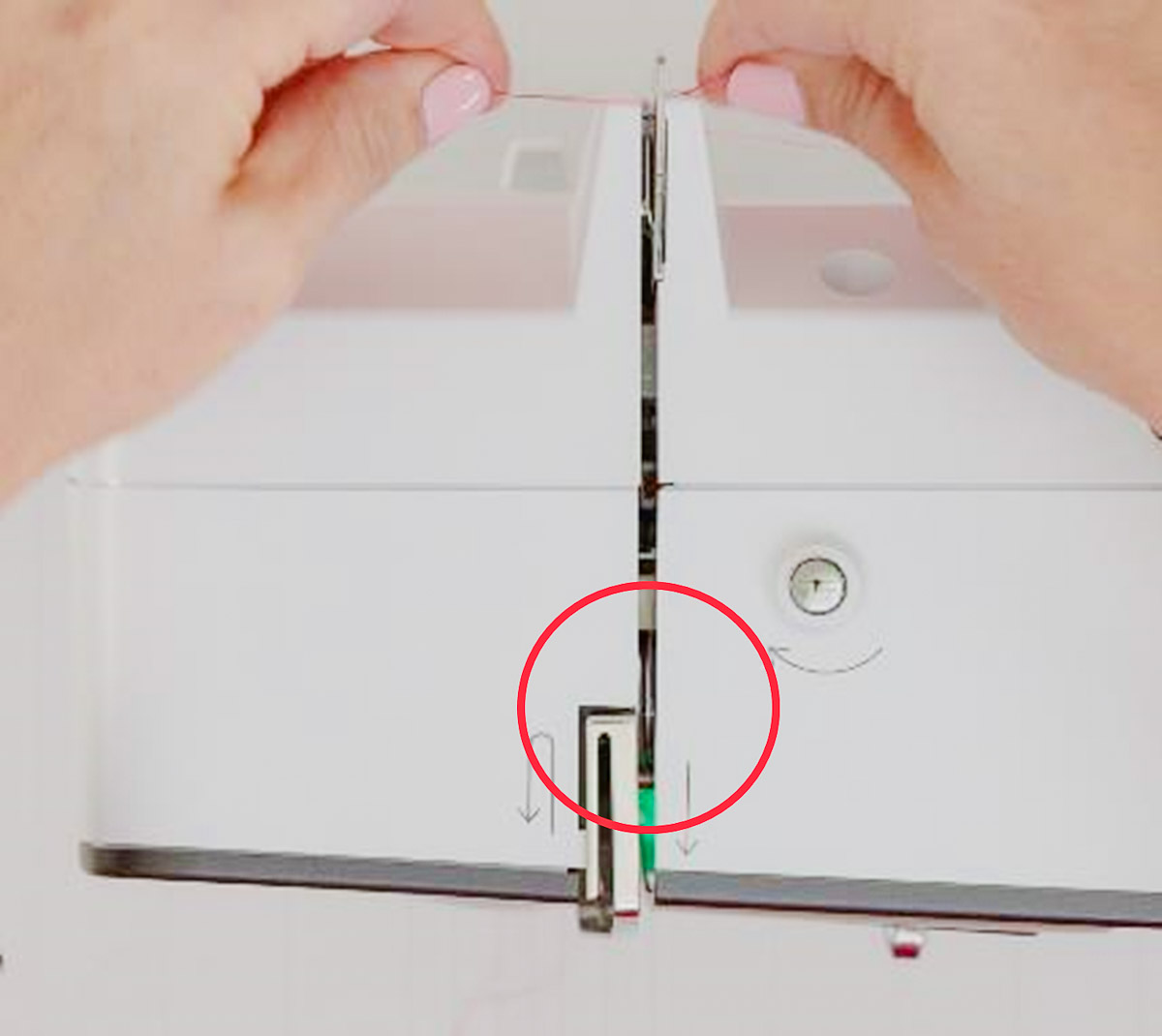 Tension disc shown in red circle