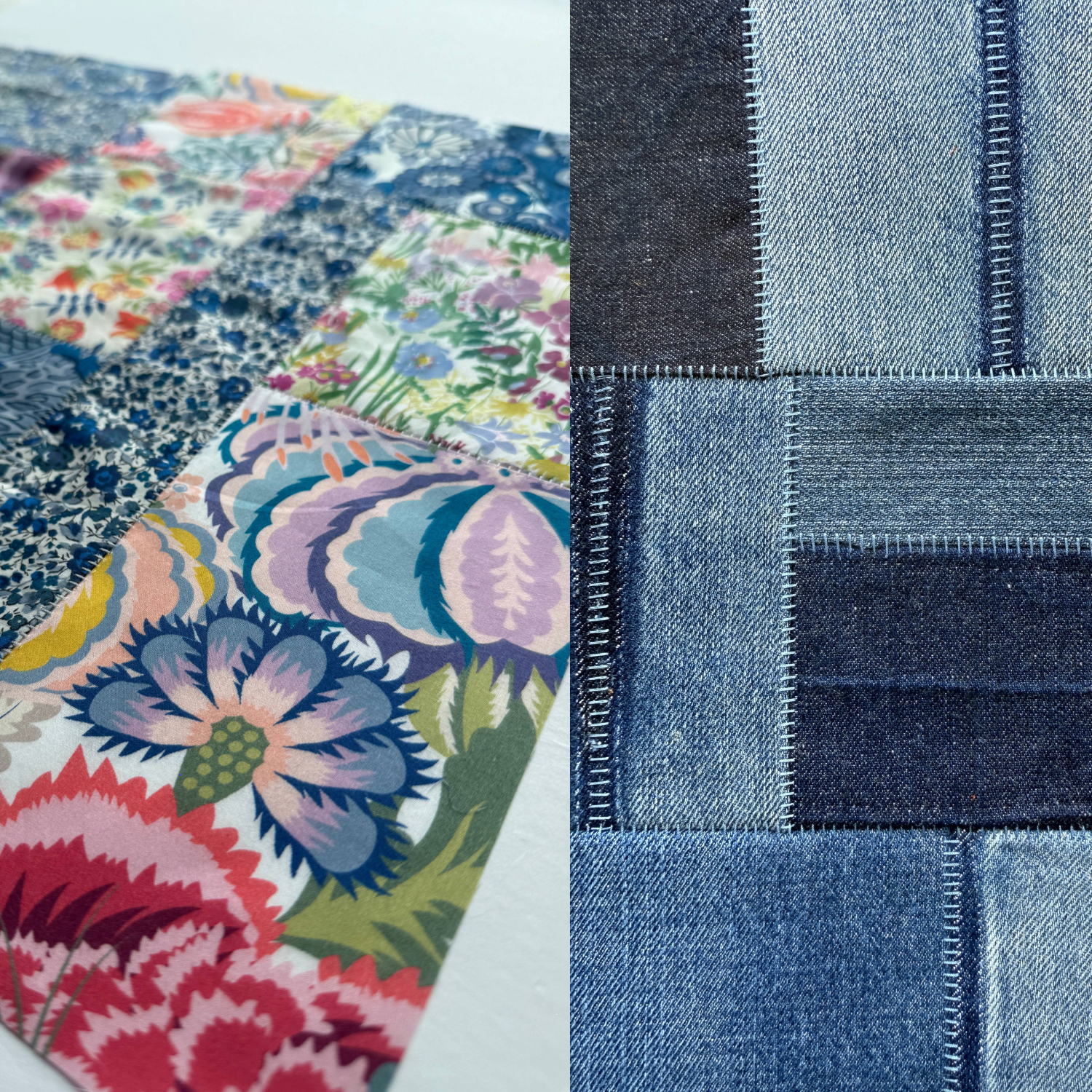 Patchwork made with the L890 flatlock stitch