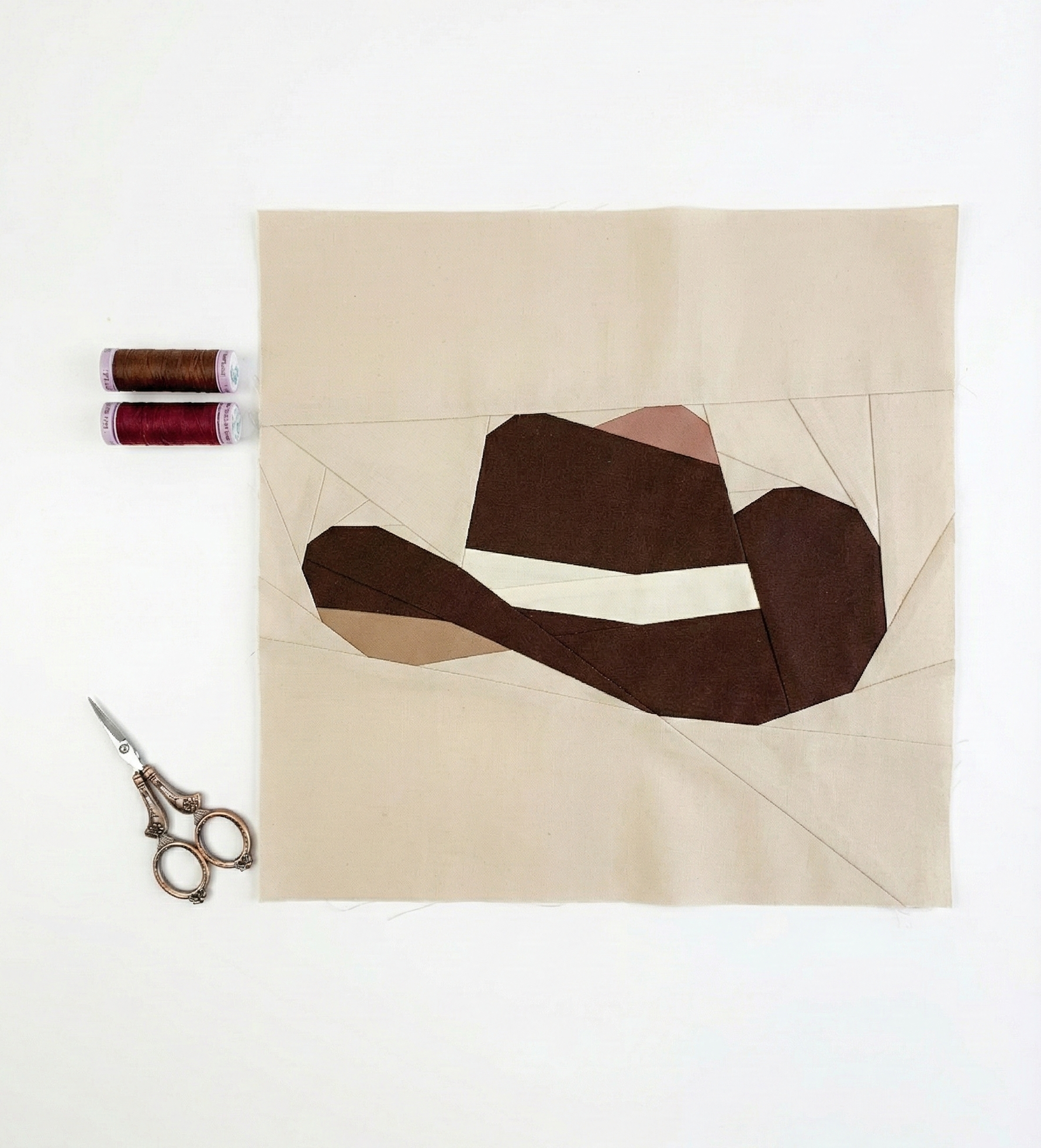 Cowboy hat quilt block pattern