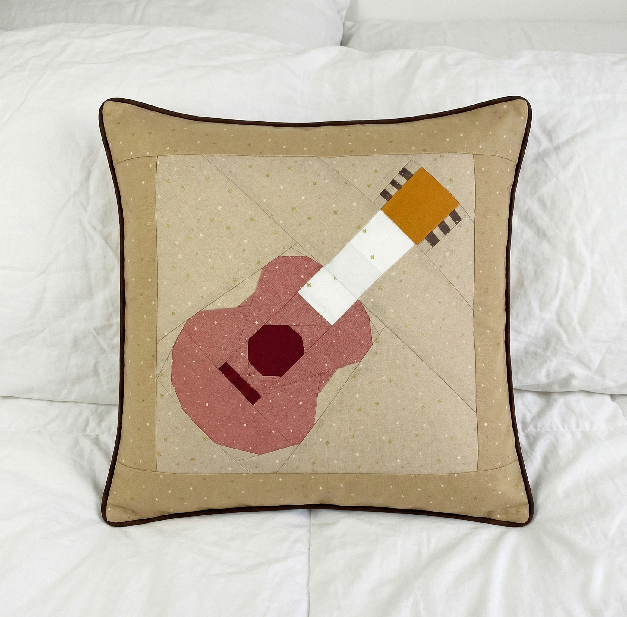 Guitar quilt block pattern as pillow case