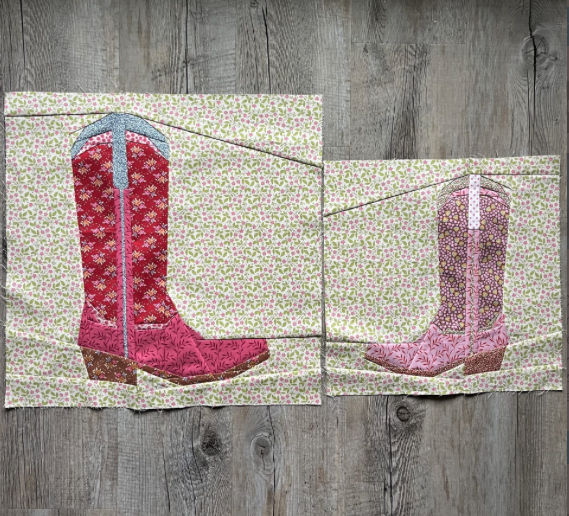 cowboy boot quilt block pattern by Joe June and Mae