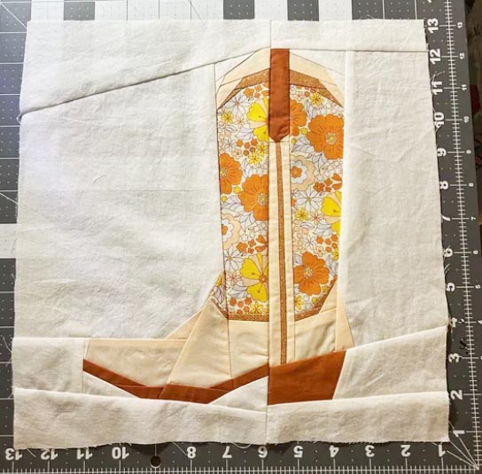 Cowboy boot quilt block pattern by Joe June and Mae