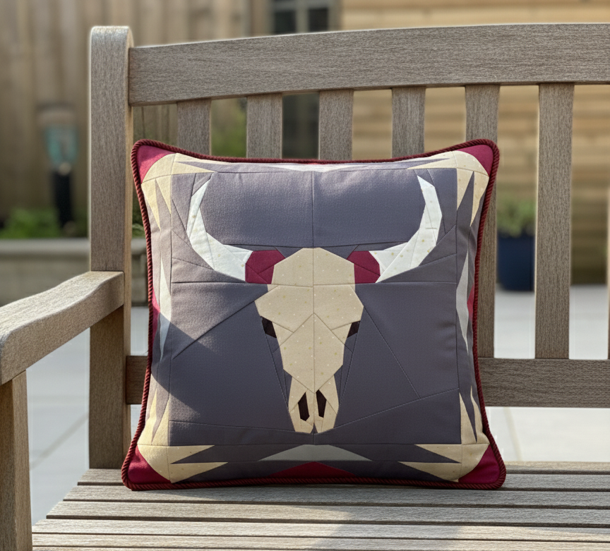 Longhorn Skull quilt block pattern by Joe June and Mae
