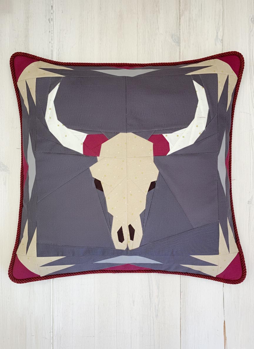 Longhorn Skull quilt block pattern by Joe June and Mae